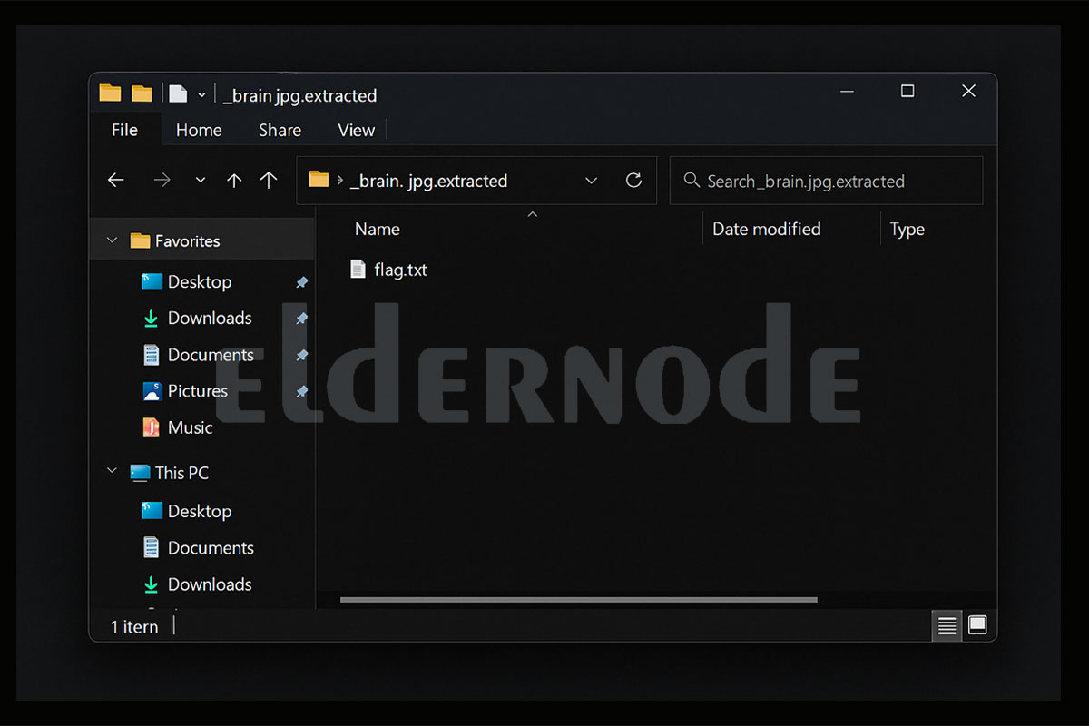 binwalk-e-brain To extract embedded files from the image, use: bash binwalk -e brain.jpg