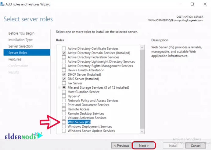 select-server-roles-windows-server-eldernode server roles