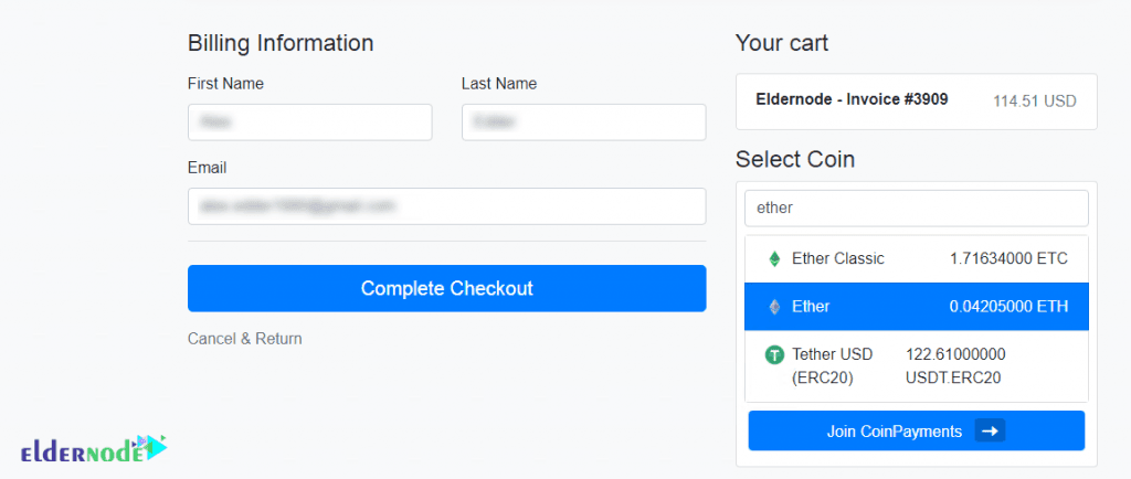 billing vps with eth eldernode
