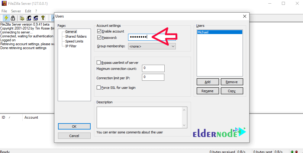 account-settings Account settings in FileZilla Server