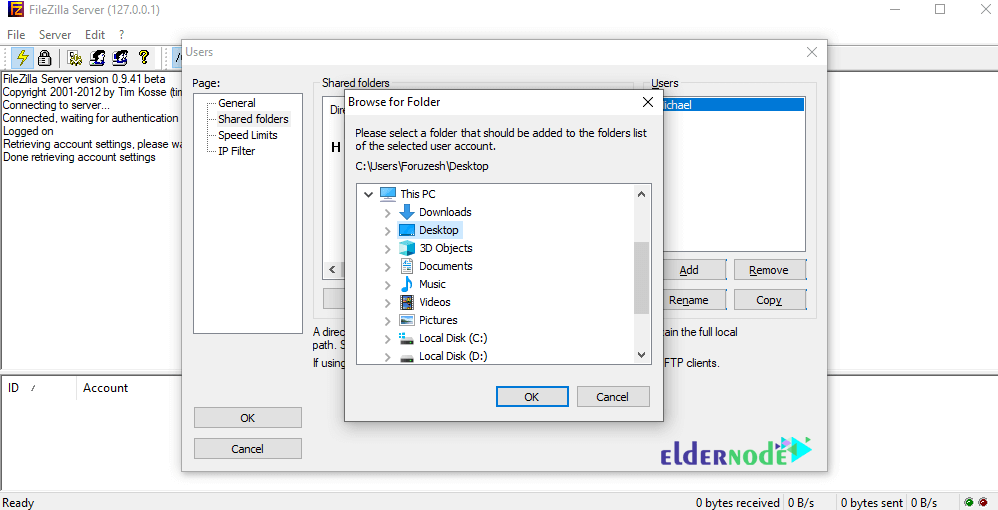 browser-for-folder-filezilla-eldernode Browsing for a folder in FileZilla Server