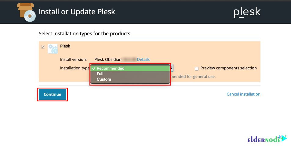 plesk installation options