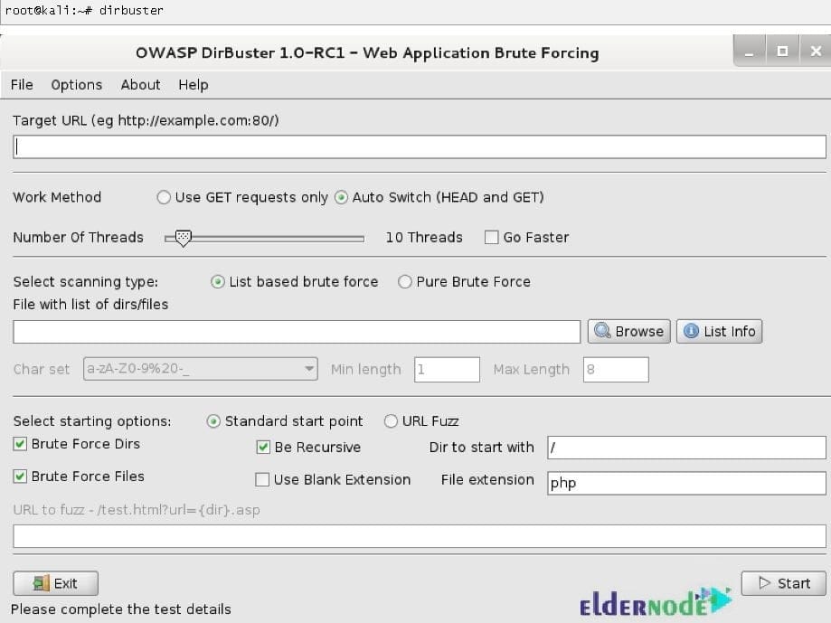 DirBuster on Kali Linux