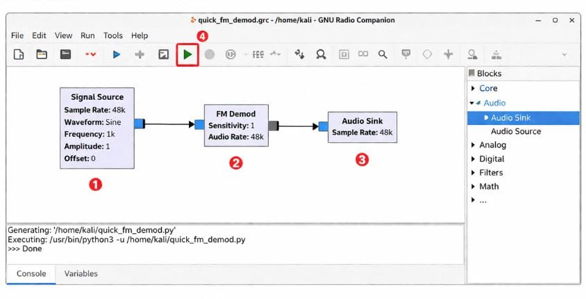Example GNURadio on Kali Linux