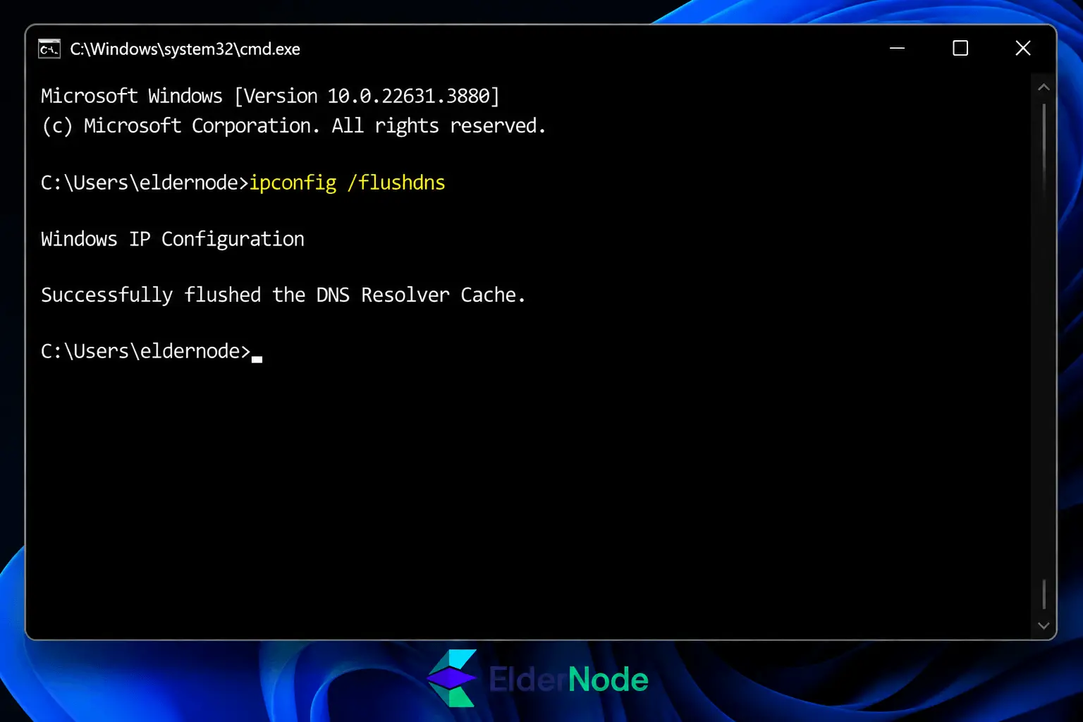 Command prompt on Windows 11 desktop
