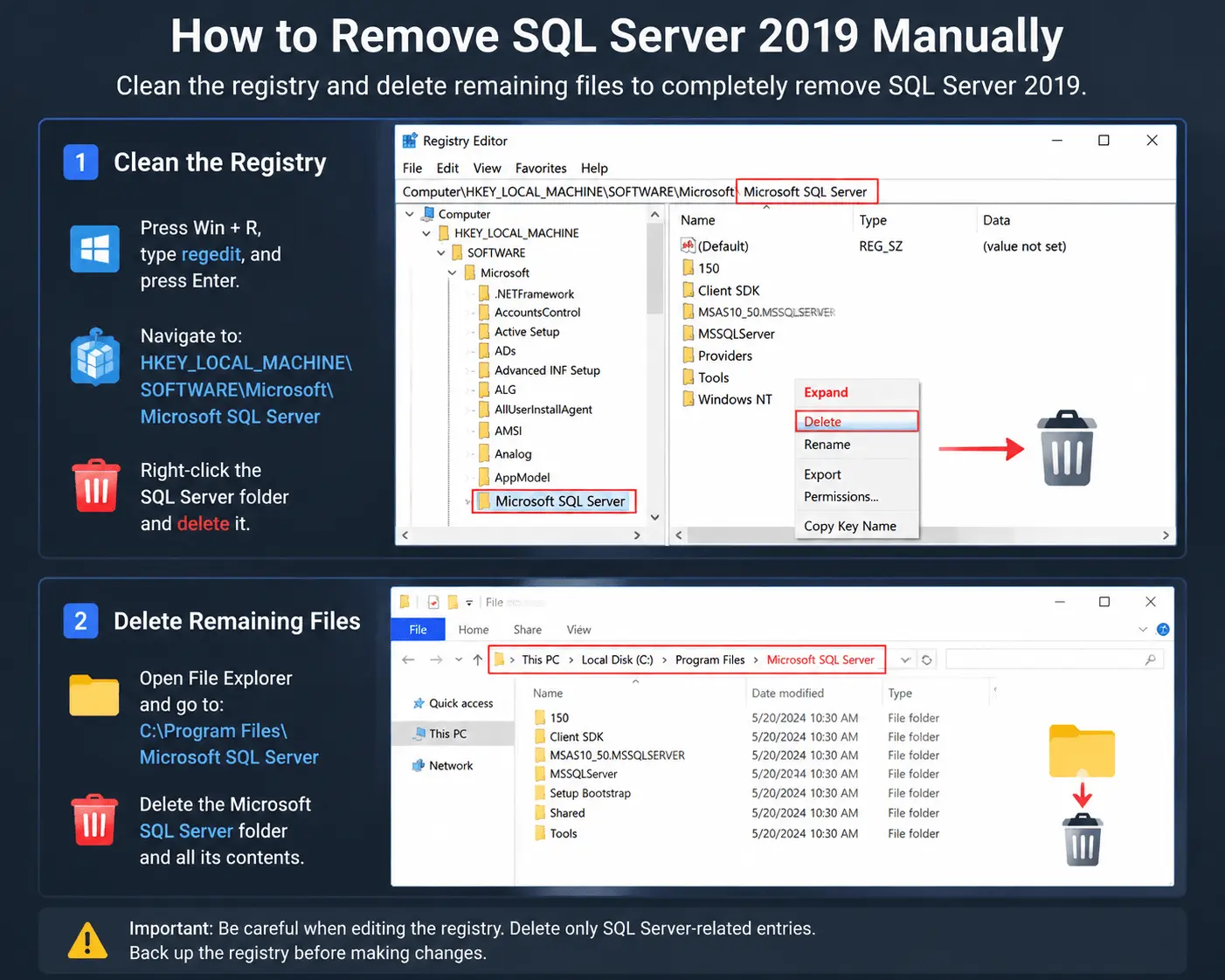 Infographic How to Remove SQL Server 2019 Manually