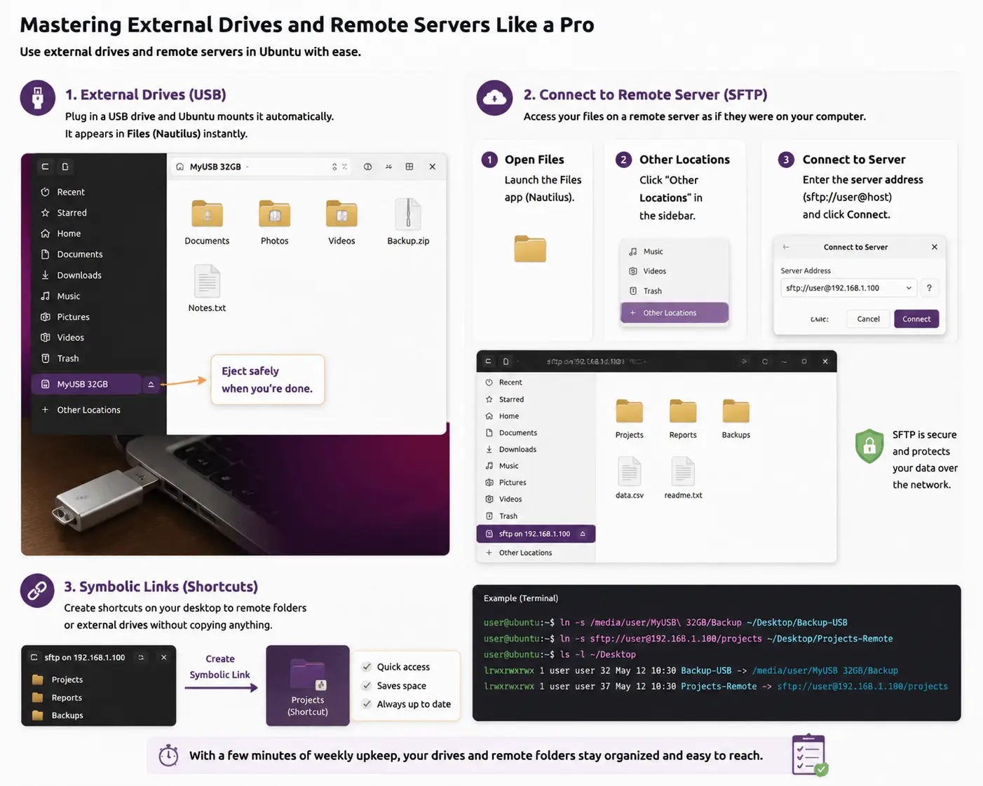 Infographic Mastering external drives remote servers