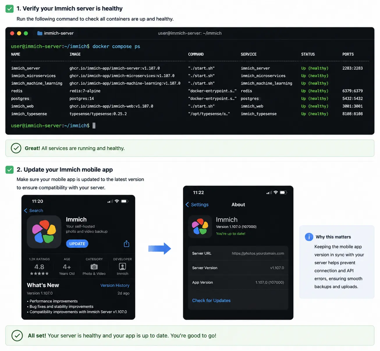 Server app update checklist
