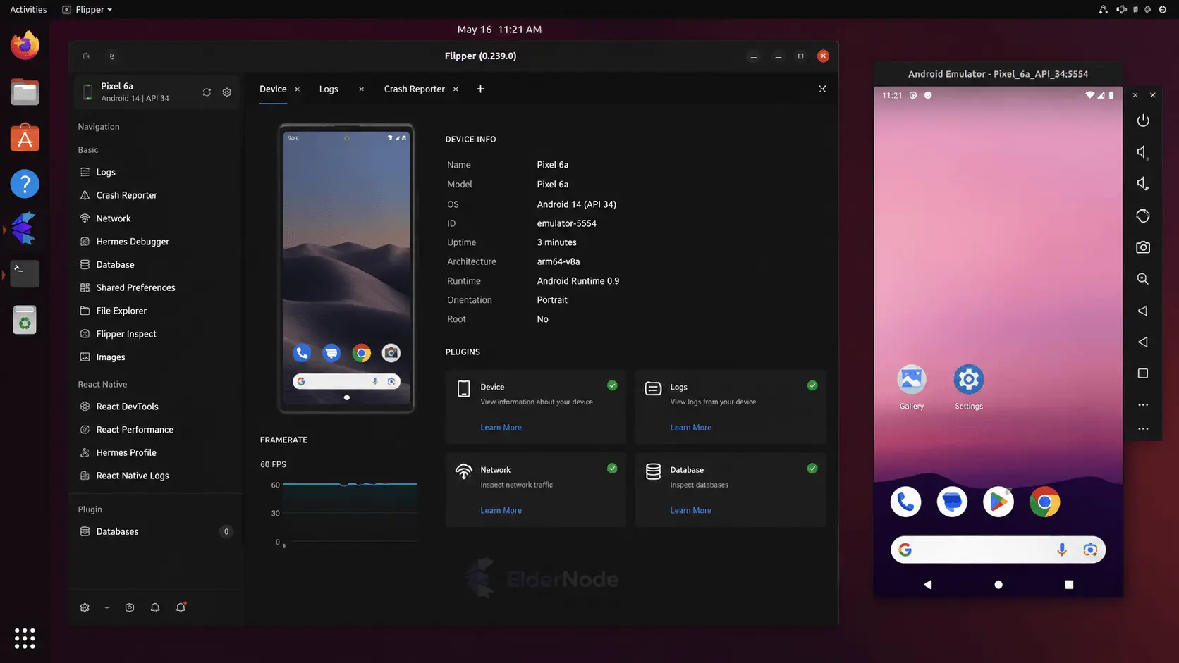 Android Emulator Connected to Flipper