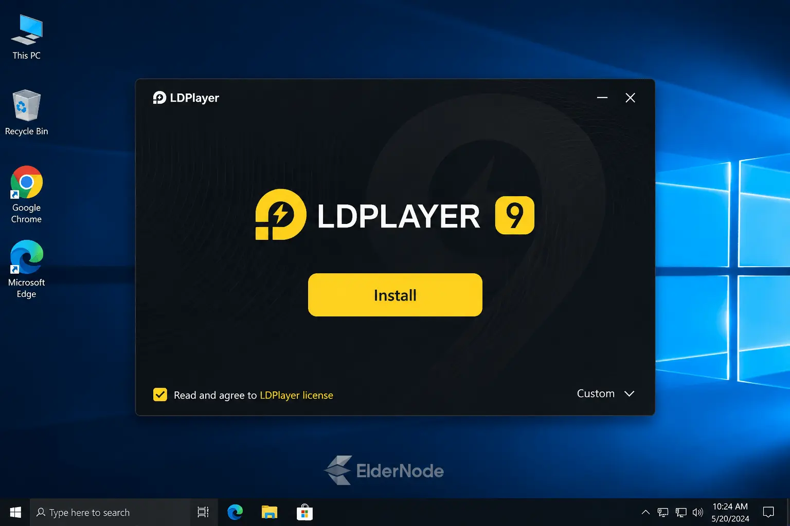 LDPlayer installer on Windows desktop