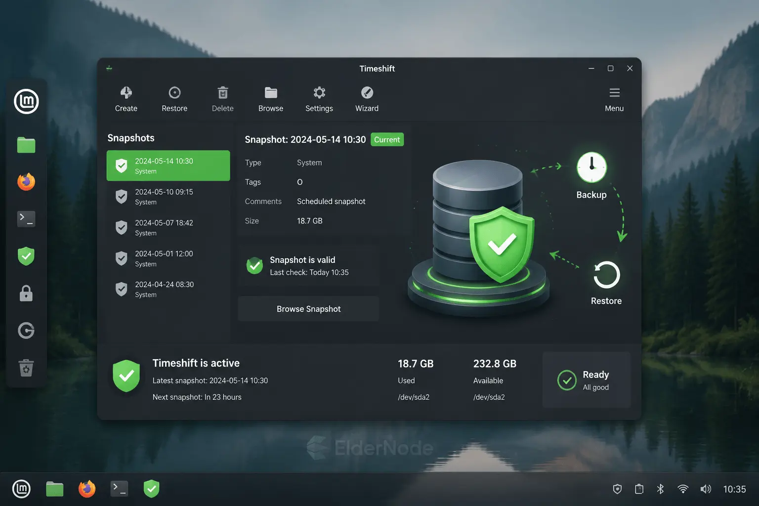 Linux Timeshift backup restore