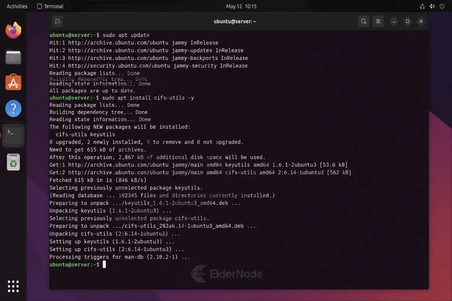Ubuntu terminal in action