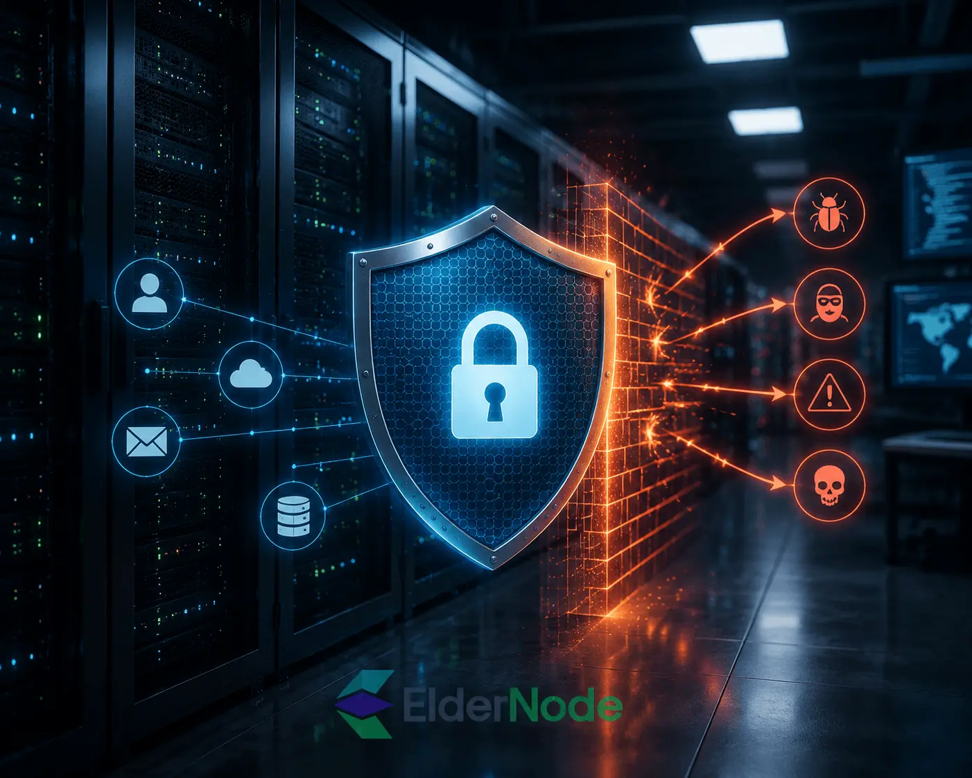Cybersecurity defense in a server room