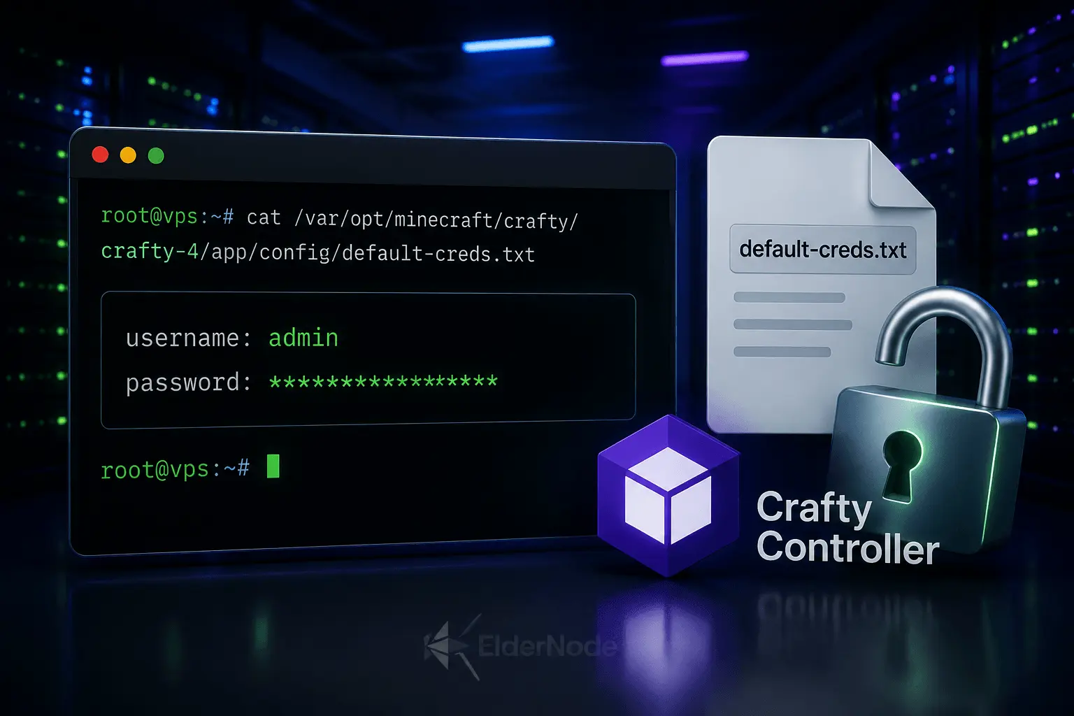Viewing Crafty Controller default username and password using Linux terminal