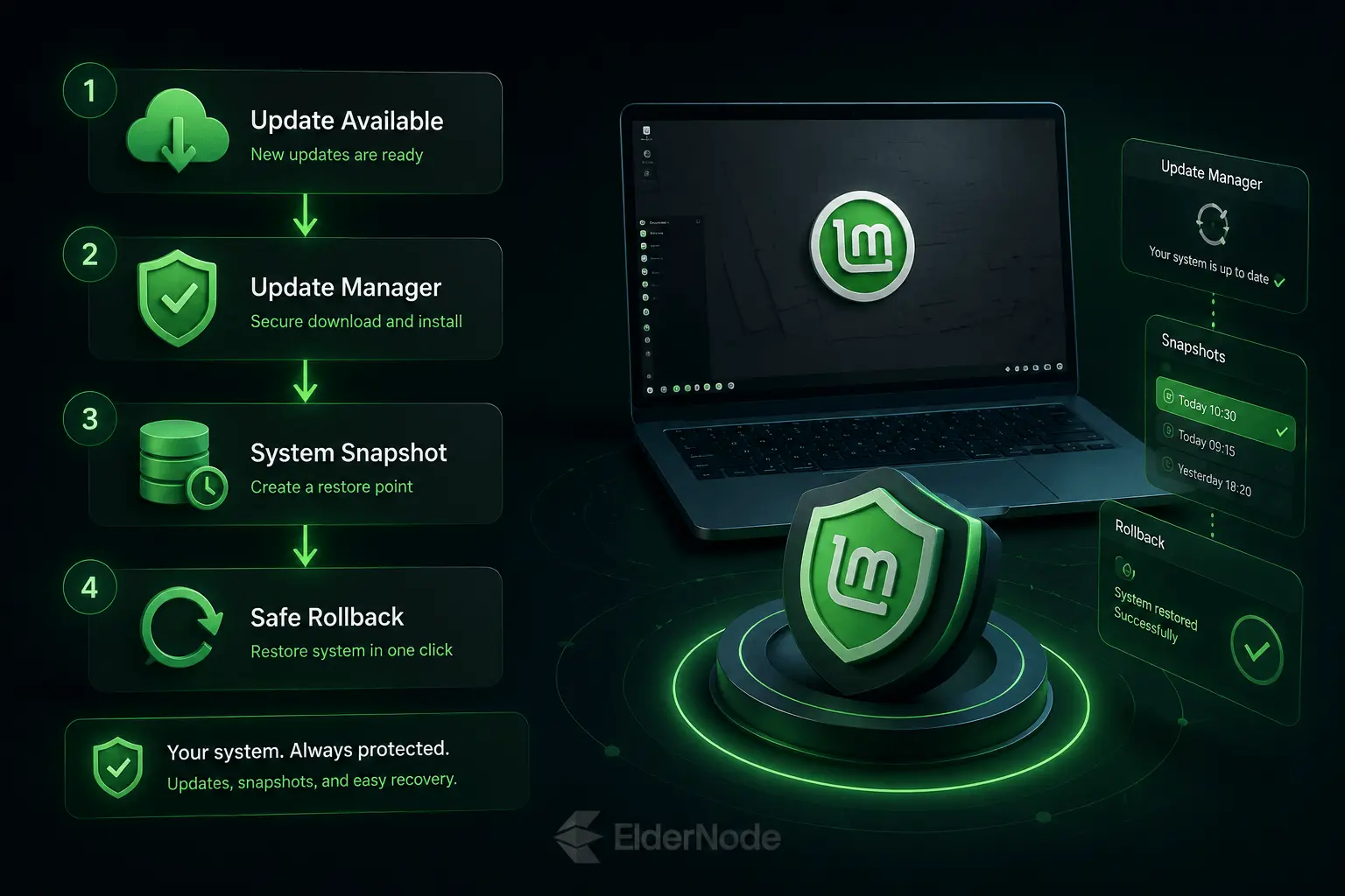 System update and security flow diagram