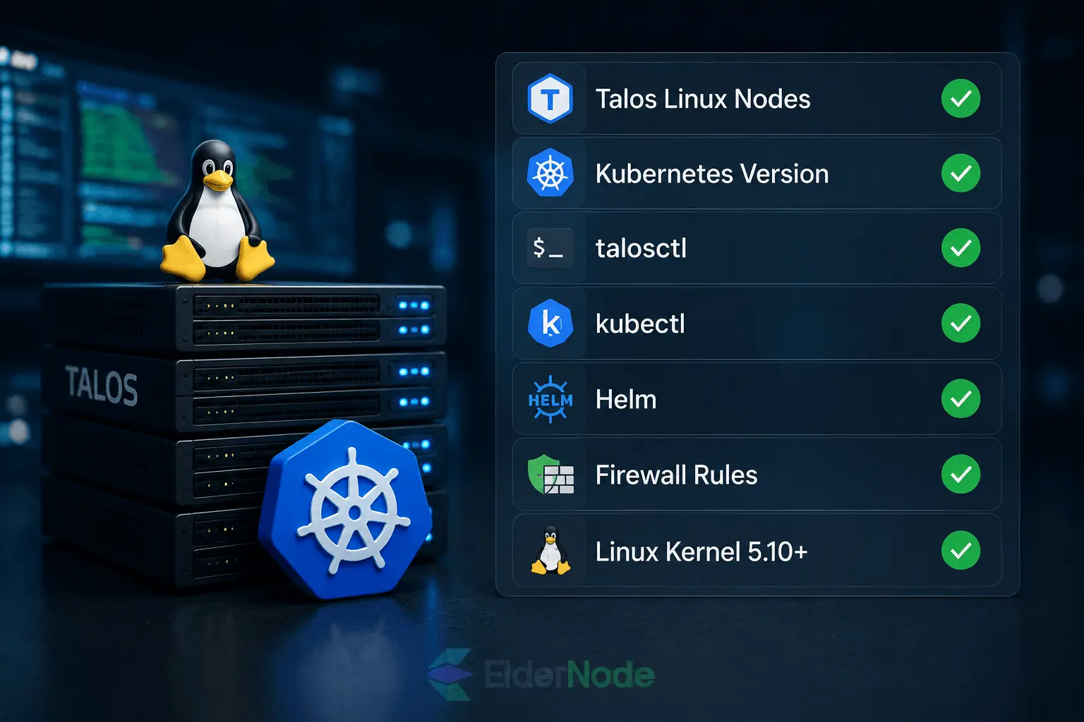 Tech checklist with Talos servers and Kubernetes