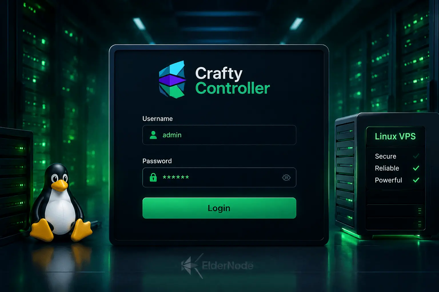 Crafty Controller admin login page after finding Linux password