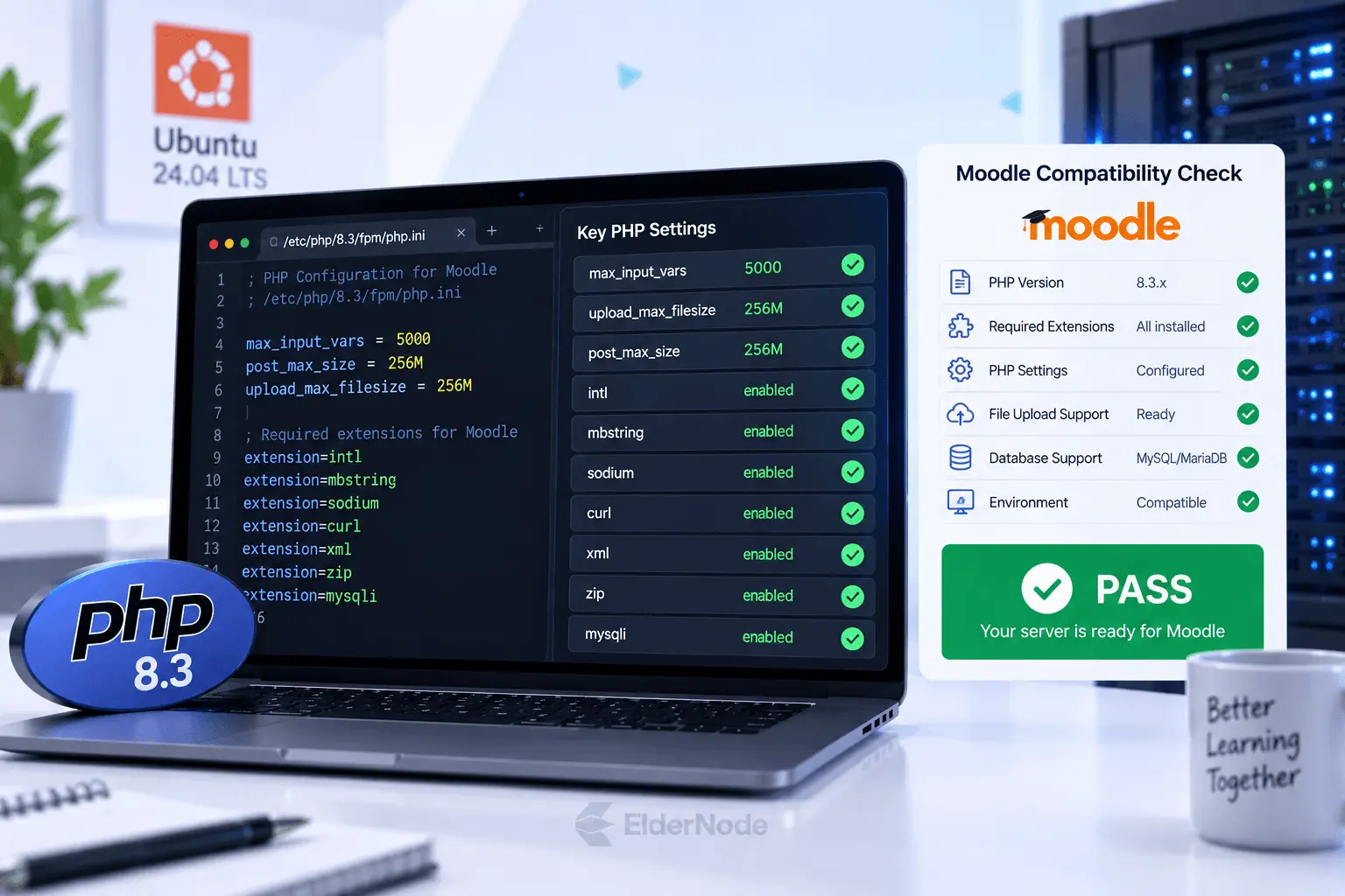 PHP 8.3 configuration requirements for Moodle installation