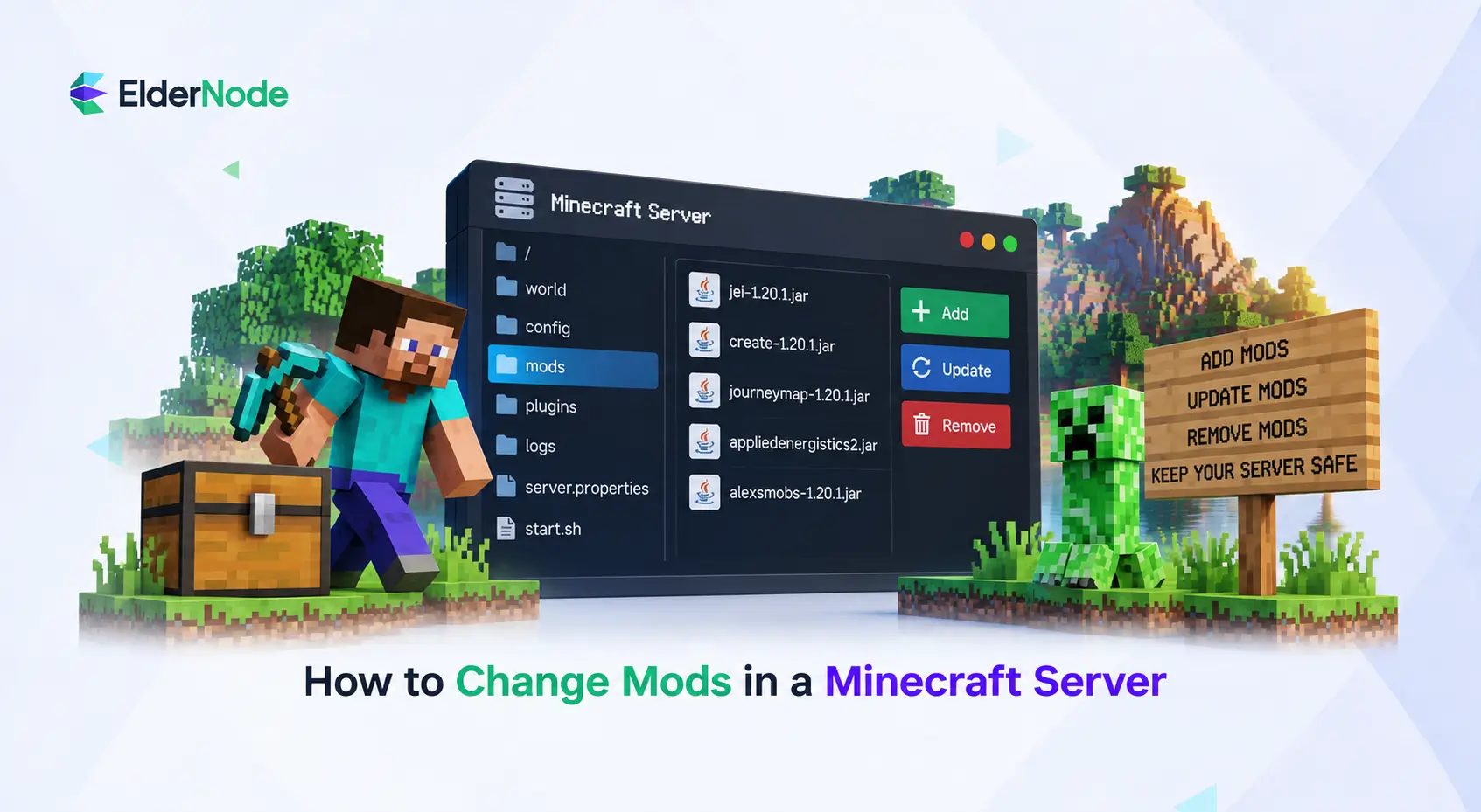 how to change mods in a minecraft server